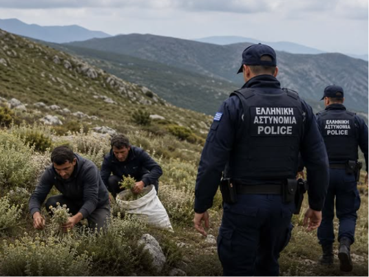  Çmenduria: Policia greke arreston dy gjirokastritë pse mblodhën 6.1 kg çaj në kufi me Greqinë